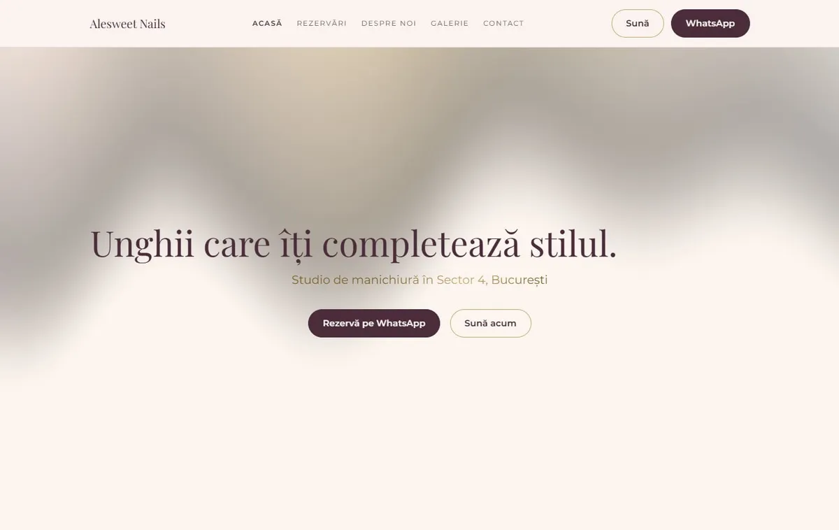 Alesweet Nails homepage, Beauty studio