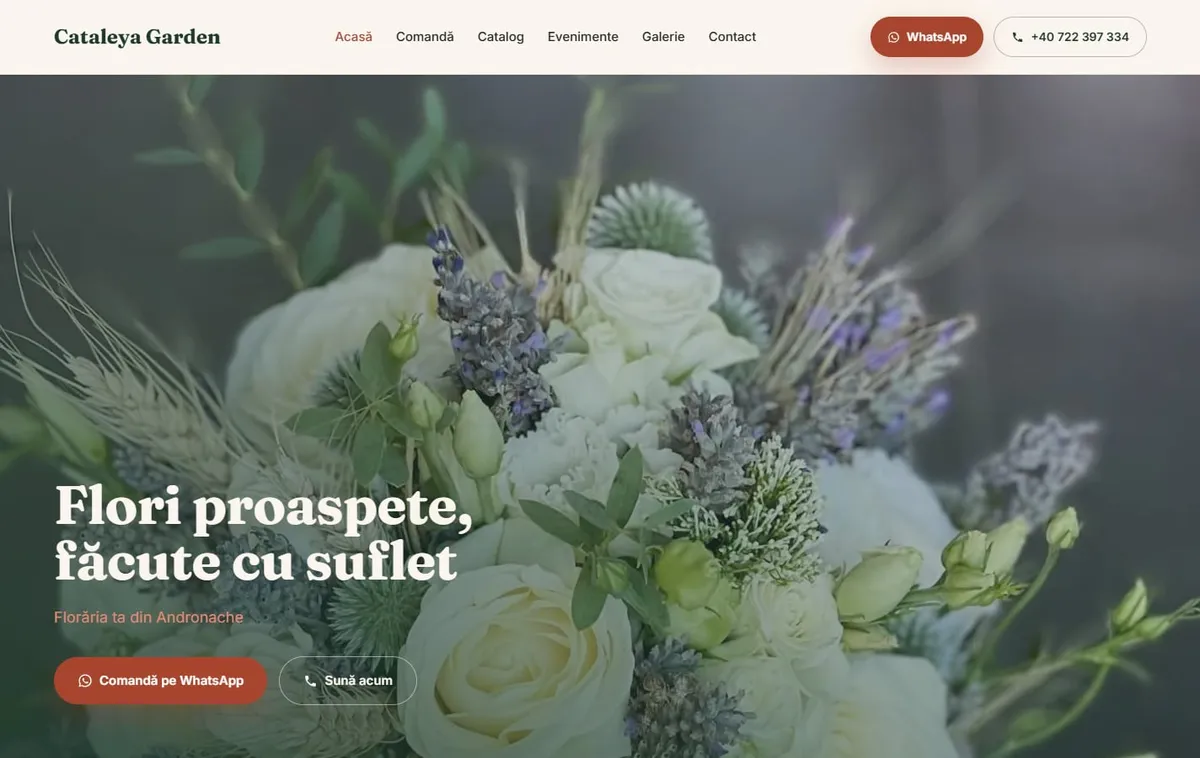 Cataleya Garden homepage, Florist, Bucharest