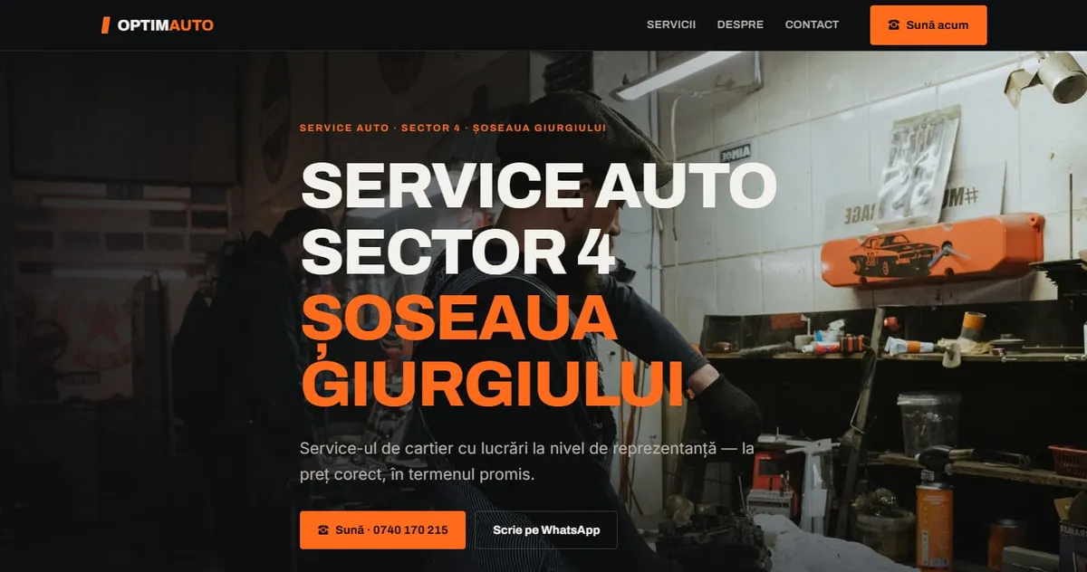 OptimAuto homepage, Auto service